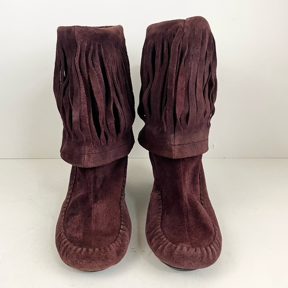 Born Banbury Chianti Suede Leather Fringe Boot Women’s Size 7.5 - Picture 2 of 16